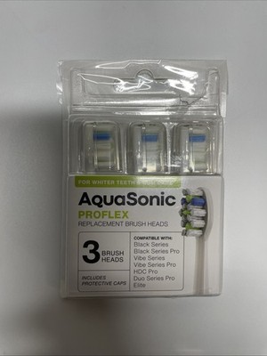 3 Aquasonic Proflex Replacement Brush Heads for Whiter Teeth & Gum Care | Compat