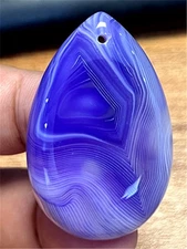 GV55805 45x30x6mm Natural Stripes Agate Teardrop Pendant Bead