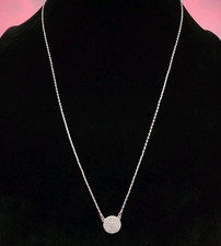 Silver Tone Round Pavé Crystal Charm Pendant...