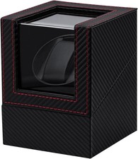 Scatola Carica Orologio Automatico in Pelle Sintetica PU Fibra di Carbonio