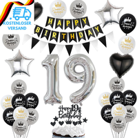 Luftballon 19. Geburtstag Dekoration Schwarz Silber Tortendeko Geburtstag 19 Jah