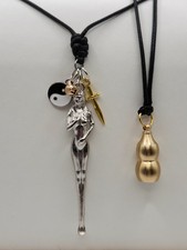 Men's Snuff Mini Spoon Hidden Secret Stash Vial Pill Box Necklace Scoop Vintage