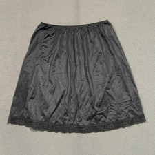 Deena Vintage Black Nylon Half Slip Lace Trim Skirt Medium Made in USA 2190L-19
