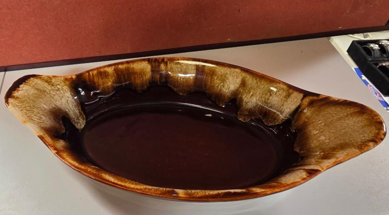 Pfaltzgraff Au Gratin Bowl VTG Gourmet Brown Drip Glaze 9.5 x  5 x 2 serving