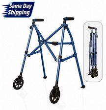 Space Saver Walker Stander Lightweight Folding Rolling Mobility Aid for Seniors