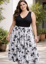 SHEIN Curve Women’s Long Tank Flowy Dress Floral 4XL V Neck Zipper on one side