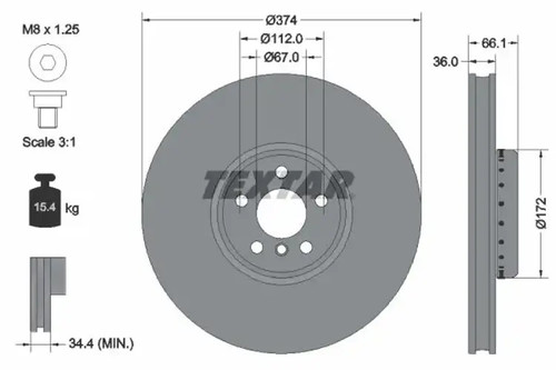 Bremsscheibe innenbelüftet 92290325 TEXTAR für BMW 4 Coupe 5 5 Touring Van 7 X5