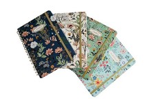4pk Decorative Floral Pattern Spiral Notebook Journals 8.5x5.5  , College Ruled
