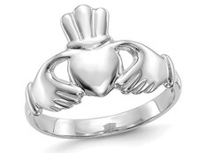 Ladies 10K White Gold Polished Claddagh Ring