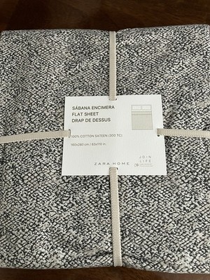 Zara Home Einheitsgröße flaches Laken 100% Baumwollsatin 300 Fäden Fadenzahl 160x280cm