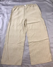 Citron Santa Monica Pants Womens Large Beige 100% Silk Lightweight