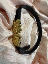 Black Leather Women s Belt Gold Clasp 26in As Shown With 4in Of Adjustability