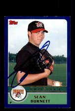 Signed Baseball Card Auto 2003 Topps #T165 Sean Burnett Pirates
