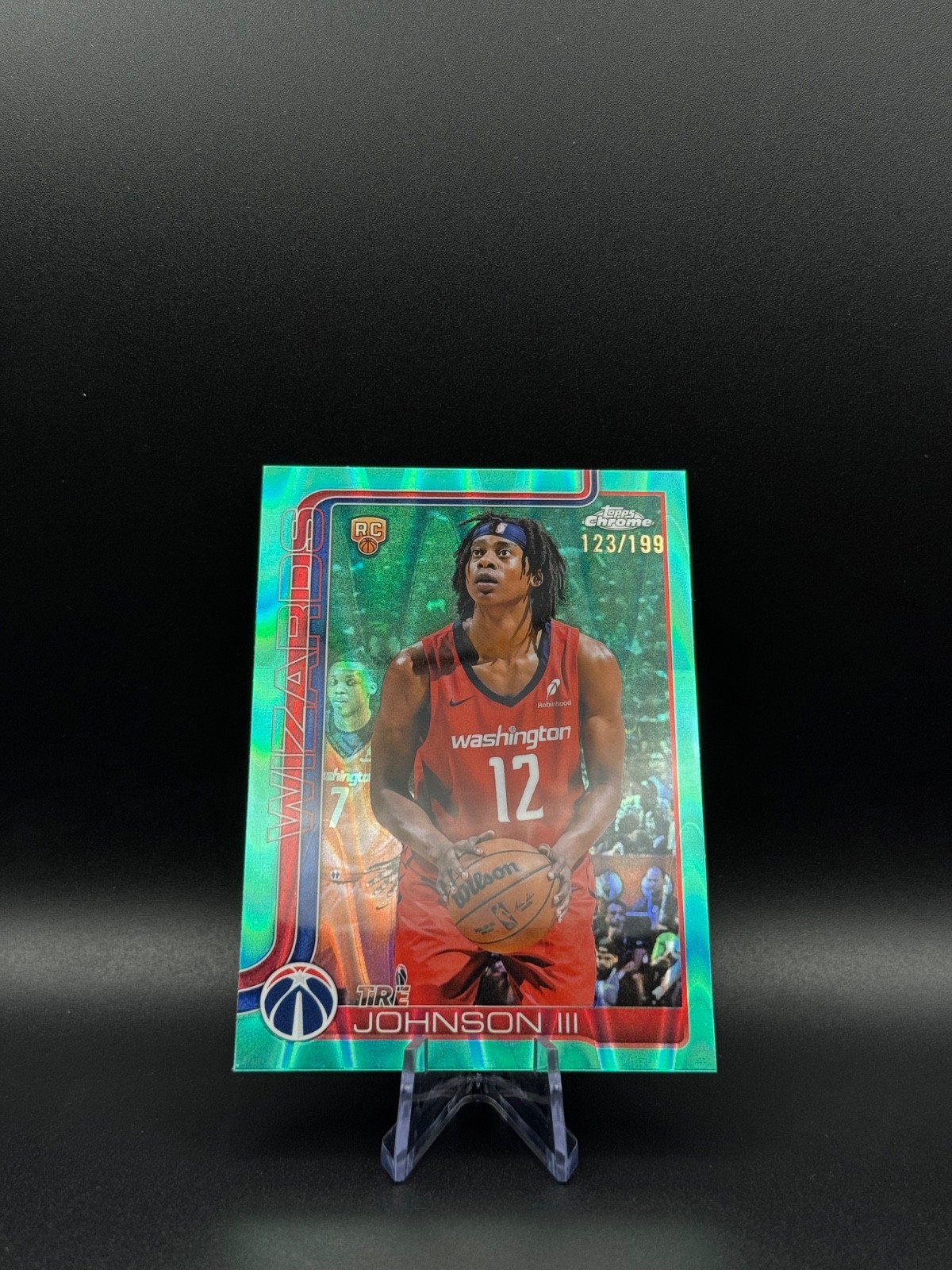 Tre Johnson III 2025-26 Topps Chrome - RayWave Aqua Refractor /199 #256 (RC)