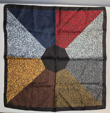 Ashear Pocket Square Handkerchief Silk Paisley Geometric Print Italy