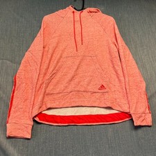 Adidas Women's Hoodie SizeM Coral Pink S2S PO Kangaroo Pocket Heathered Pullover