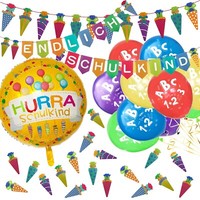 Einschulung SchuleinfüHrung Deko Set Girlanden Konfetti Folienballon Luftballons