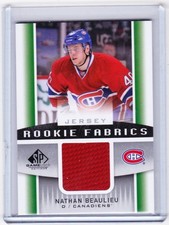 13-14 2013-14 SP GAME USED NATHAN BEAULIEU ROOKIE FABRICS JERSEY RF-NB CANADIENS