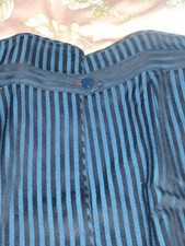 Jupe BOUTONNEE Femme Taille 36 Rayures Noire Bleue 100% LAINE DOUBLEE VINTAGE