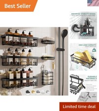 6-Piece Stainless Steel Shower Caddy Set - Rustproof, Adhesive Storage Solution