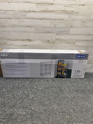 New Wenko Slim 6 Powder-Coated Metal Wheeled Trolley 6-Shelf 