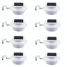 8 Pack Solar Powered LED Outdoor Gutter Lights with Brackets - Water Resistant