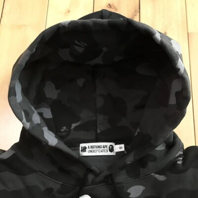 BAPE × Undefeated BIG APE HEAD pullover hoodie Black camo A  