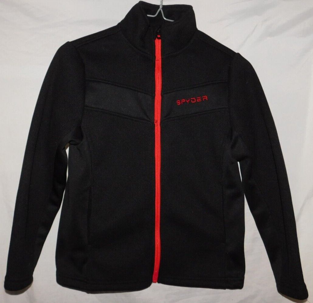SPYDER THERMAL WAFFLE FLEECE JACKET BLACK w RED CONTRAST BOYS YOUTH size M 