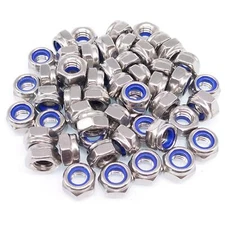 200x M6 x 1.00mm Self-Locking Nylon Insert Hex Nuts Stainless Steel
