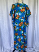 VTG 70'S HAWAIIAN KAFTAN MAXI ANGEL WING DRESS FLOWER PRINT S-M