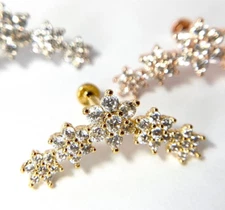 1pc Five CZ Gem Flowers 16g Labret Internally Threaded Steel Monroe Tragus Helix