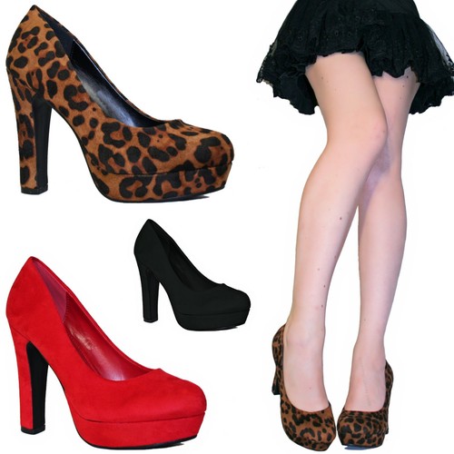 SCARPE DONNA Decollete Scamosciate Maculate Leopardate Tacco Grosso alto 12  C27 | eBay