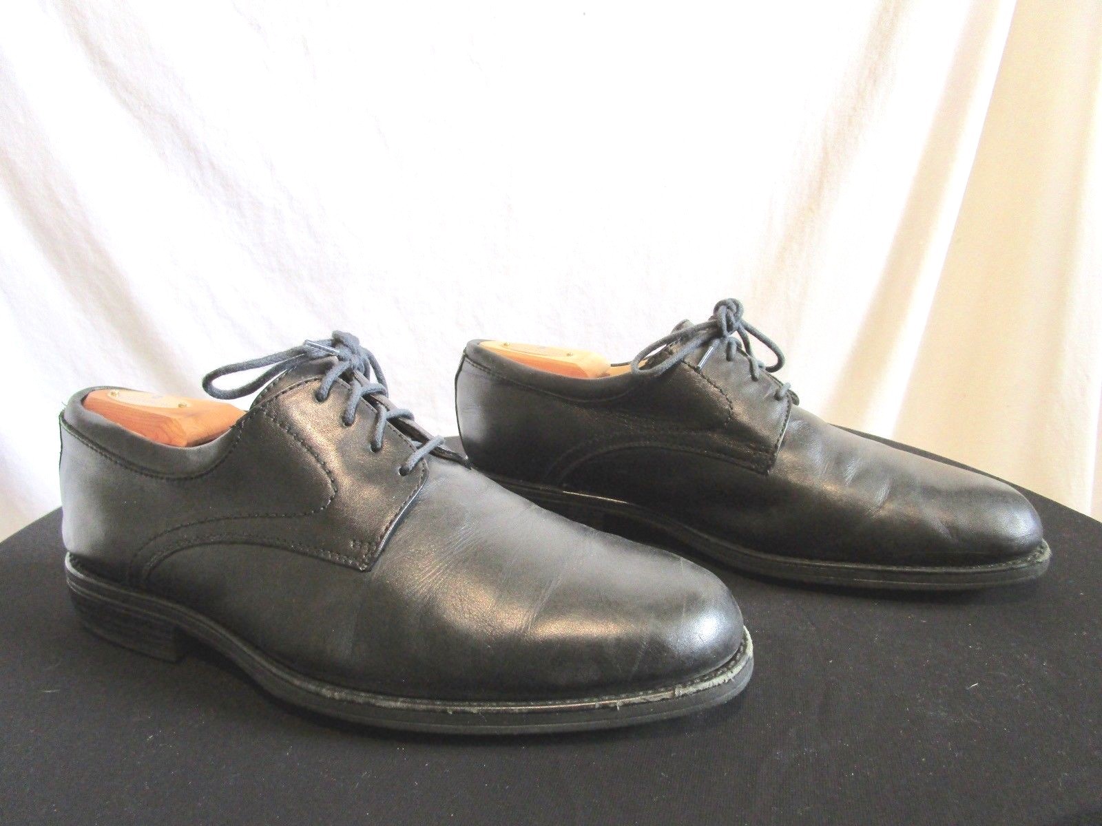 Johnston And Murphy Black Leather Plain Toe Oxford Dress Shoes Men's Sz 9 M eBay