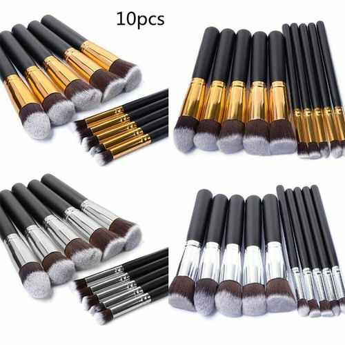 10 Piece Kabuki Style Professional Makeup Brush Set Saubhaya Makeup