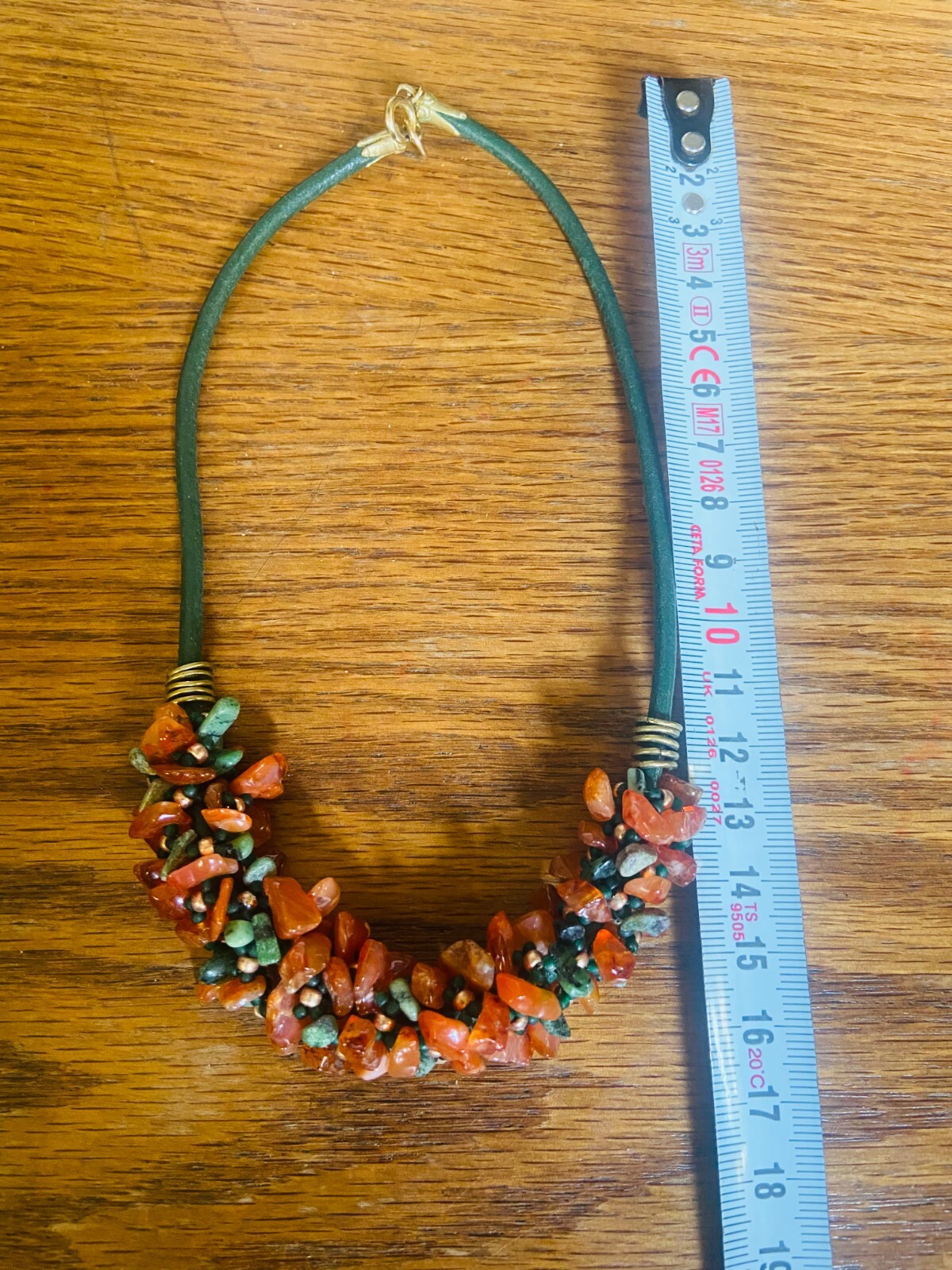 Handcrafted Multi-Gemstone Orange Beaded Necklace - image 6