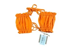 FREE PEOPLE X Toast Swim Women Signature Ruffle Bandeau - Top Tiger SMALL