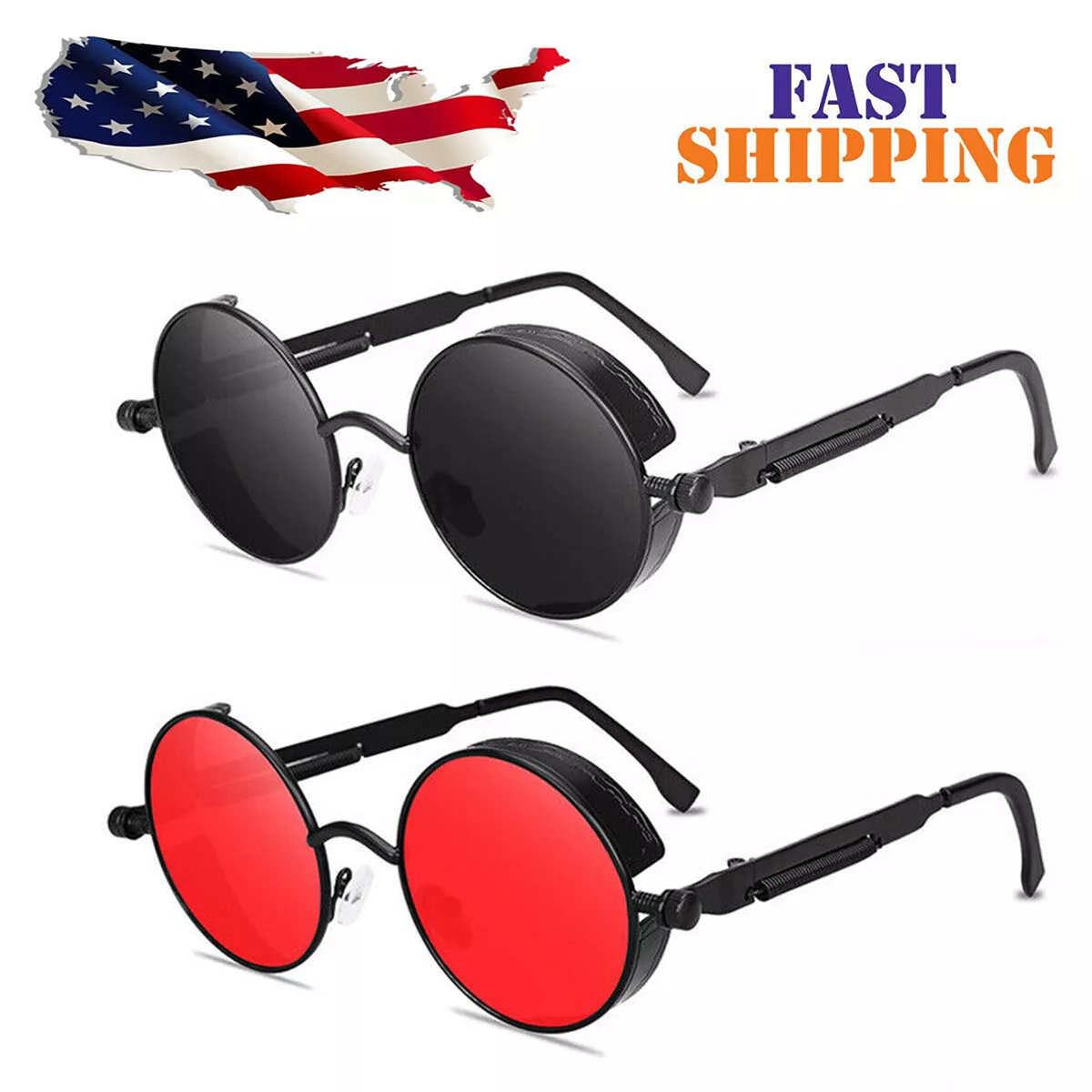 Retro round sale steampunk sunglasses