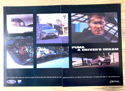 FORD PUMA BULLIT STEVE MCQUEEN - RAHMENBARES WANDBILD ORIGINAL OLDTIMER WERBUNG