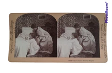 Antique 1899 Keystone Stereoview Photo Card Lenore's Evening Prayer Child Mother