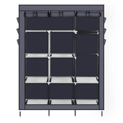 69'' High-leg Non-woven Fabric Assembled Cloth Wardrobe Gray