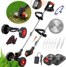 24V Cordless Weed Eater Electric Brush Cutter Lawn Edger Grass String Trimmer
