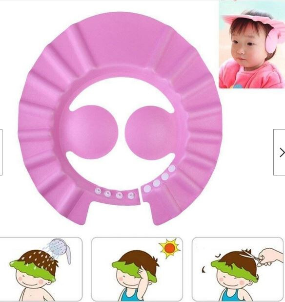 Baby bath or shower eyes and ear protector - adjustable head piece