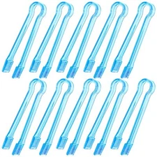 10 Pcs Plastic Buffet Serving Tongs Clear Blue Kitchen Tongs Mini Serving Ute...