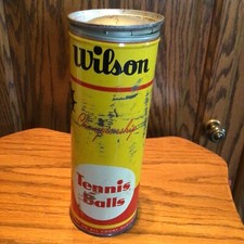 Vintage Metal Wilson Championship Can With 2 Nylon Dacron Wool Tennis Balls