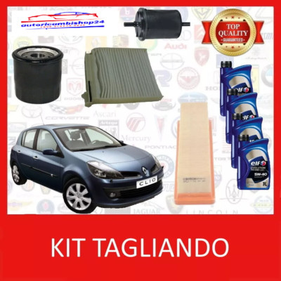 CUTTING KIT 4 FILTERS CLIO III + 4LT OIL ELF 5W40 1.2 / 1.2 16V / 1.2 LPG 