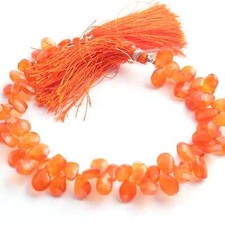 1 Strand Carnelian Faceted Briolettes -Pear Shape Briolettes - 7mmx6mm-13mmx8mm