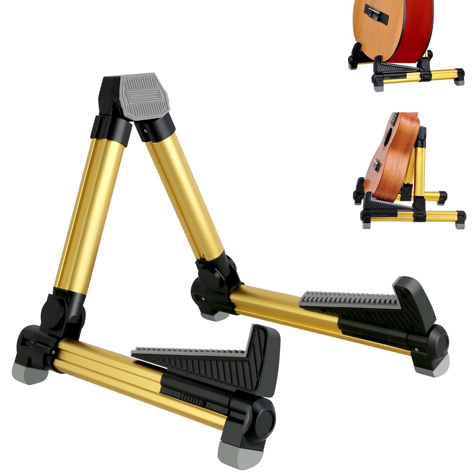 Guitar Stand Professional Portable Gold Tripod Adjustable A Frame Acoustic Gu...