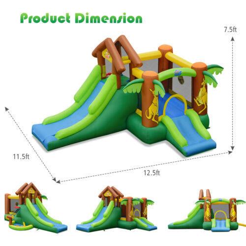 Inflatable Jungle Bounce House w/ Dual Slides Climbing Wall Jumping Area - Picture 2 of 10