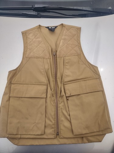 Vintage Khaki Poly-Cotton blnd Made in the USA 10X Hunting Vest sz Small Regular - Picture 4 of 6