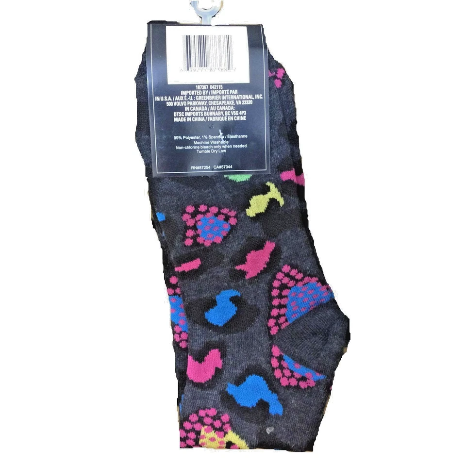 Funky Retro Novedad CALCETINES DE RODILLA PAISLEY Negro/Multi Guepardo Leopardo Estampado de Animales Foto 3 de 4